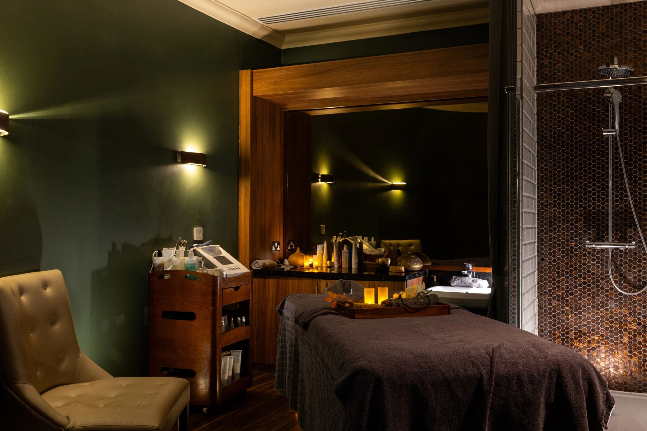 Modern med spa treatment room representing professional care