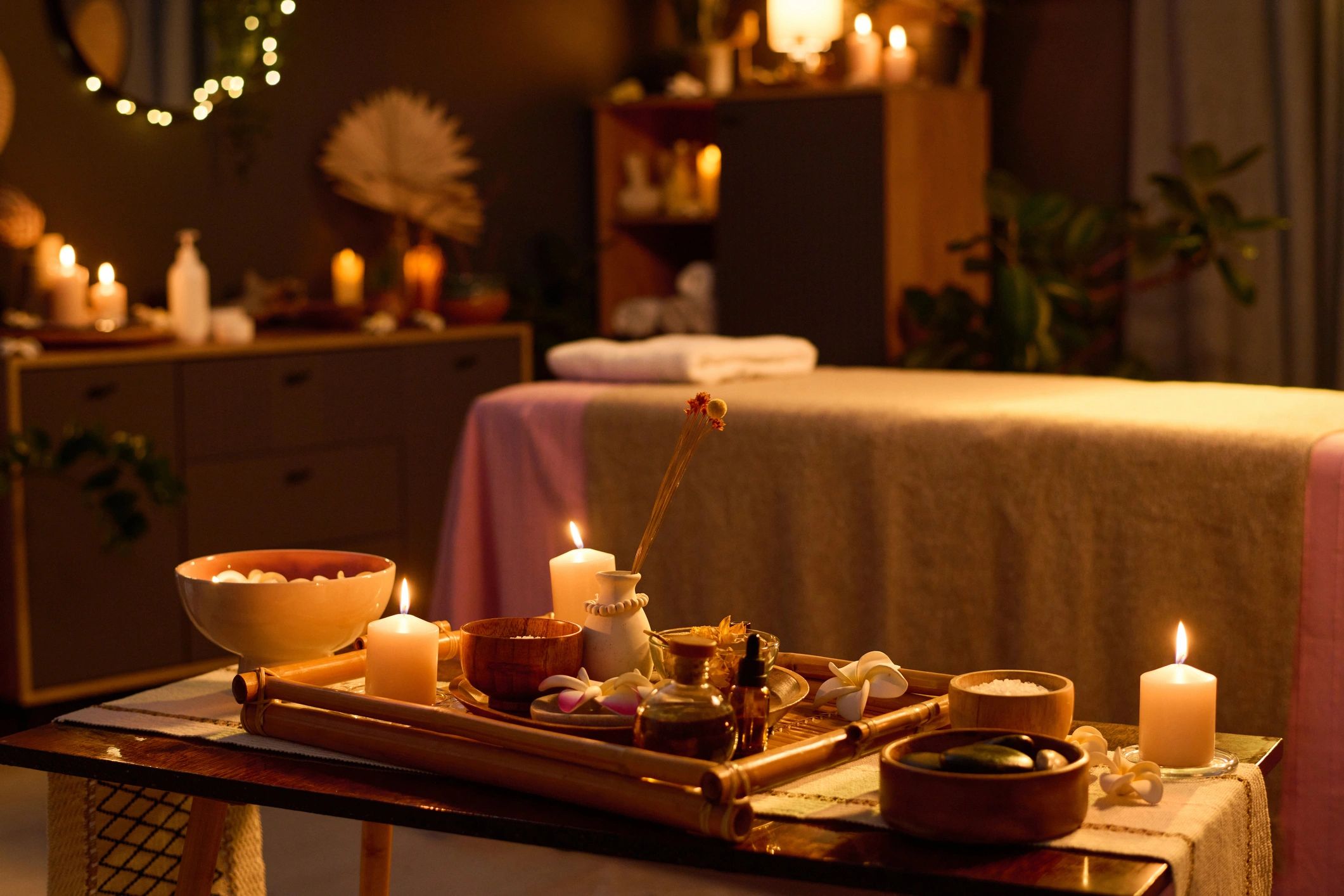 Professional treatment room equipment in a calming spa setting